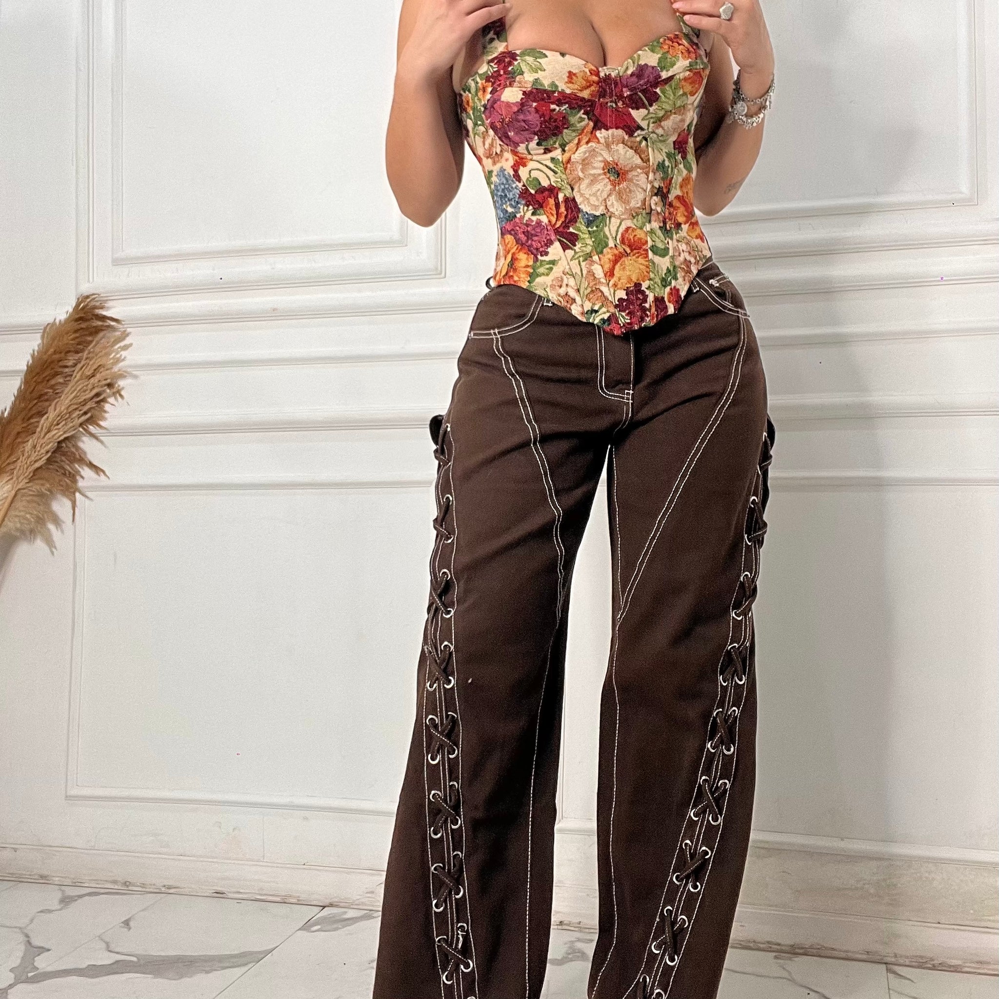 Jeans Stringhe Cioccolato