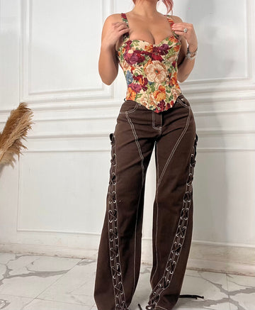 Jeans Stringhe Cioccolato
