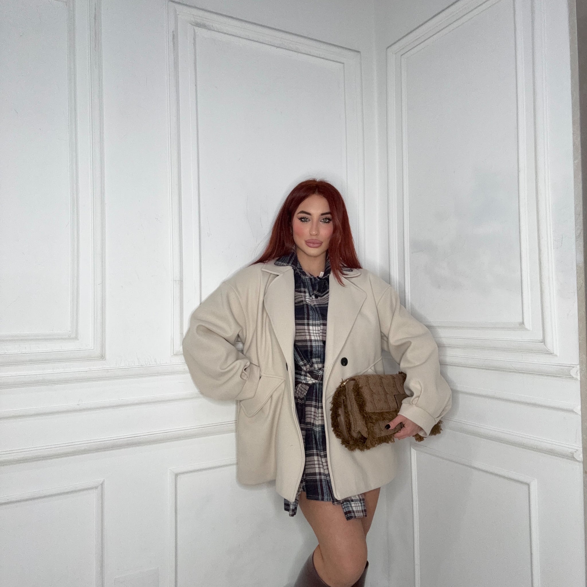 Giacca in panno Panna